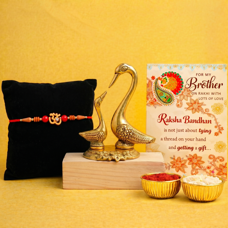 Archies Memorable Rakhi Set for Brother with Special Archies Greeting Card + Siblings Bird Showpiece - Rakhi Hamper for Brother, Bro, Bhaiya, Bhai | Rakhi Gift for Brother
