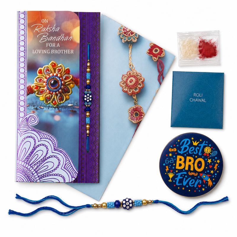 ARCHIES Greeting Card with 1 Fridge Magnet for Brother - Special Archies Card for Bhaiya, Bhai, Bro | Rakhi for Brother Gift Card | Raksha Bandhan Gift Set | Festival Gift Set 870932