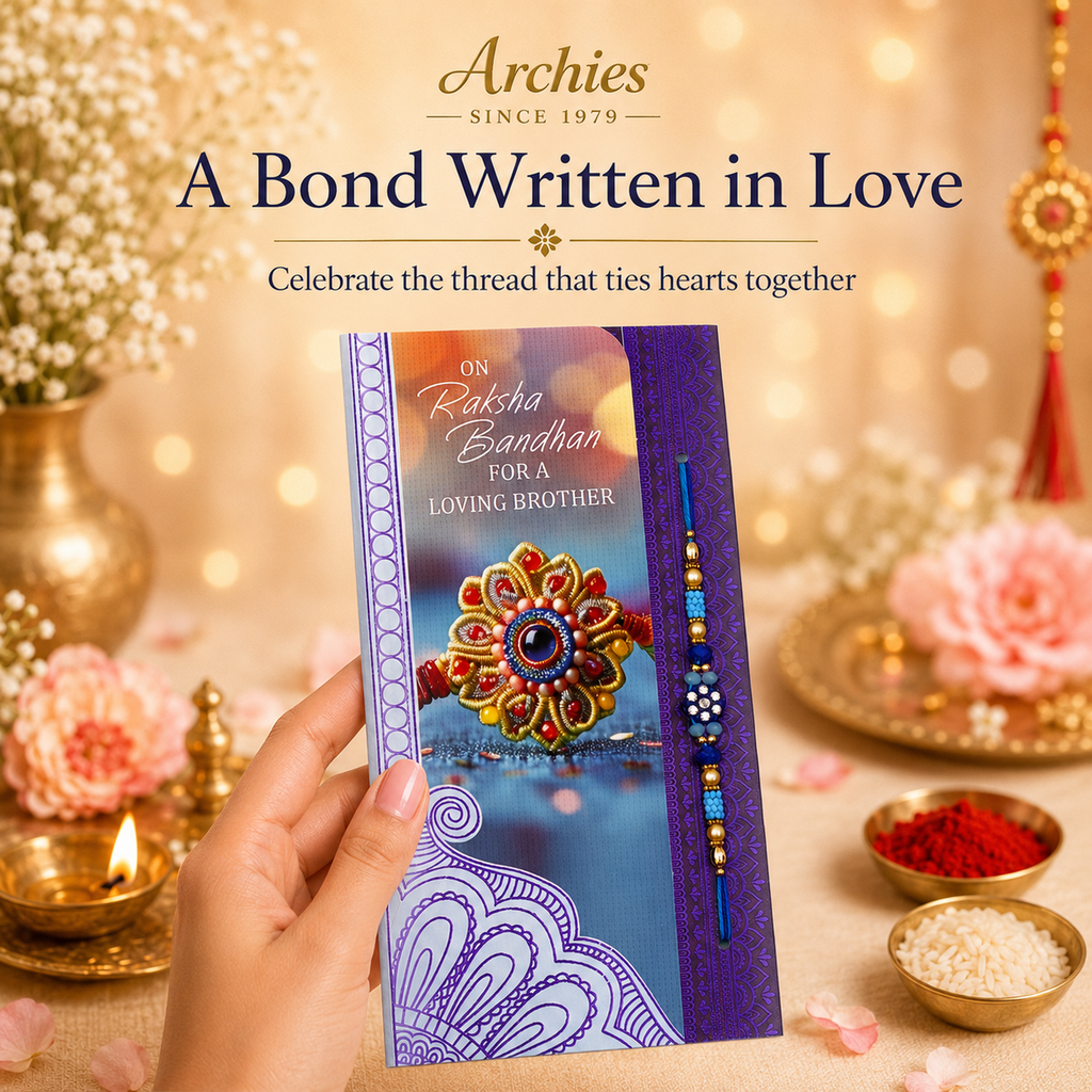 ARCHIES Greeting Card with 1 Fridge Magnet for Brother - Special Archies Card for Bhaiya, Bhai, Bro | Rakhi for Brother Gift Card | Raksha Bandhan Gift Set | Festival Gift Set 870932