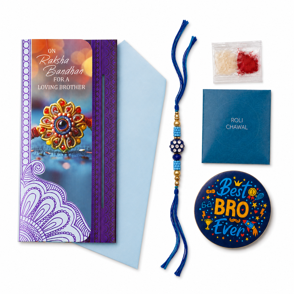 ARCHIES Greeting Card with 1 Fridge Magnet for Brother - Special Archies Card for Bhaiya, Bhai, Bro | Rakhi for Brother Gift Card | Raksha Bandhan Gift Set | Festival Gift Set 870932