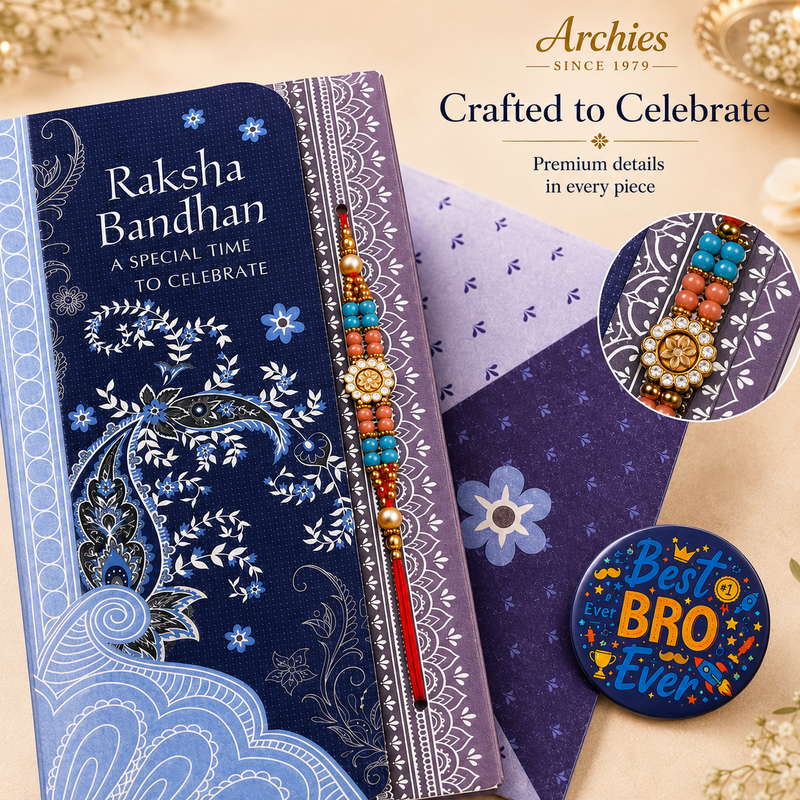 ARCHIES Greeting Card with 1 Fridge Magnet for Brother - Special Archies Card for Bhaiya, Bhai, Bro | Rakhi for Brother Gift Card | Raksha Bandhan Gift Set | Festival Gift Set 870949