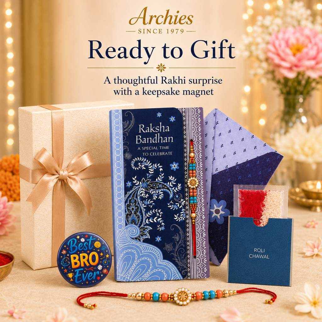 ARCHIES Greeting Card with 1 Fridge Magnet for Brother - Special Archies Card for Bhaiya, Bhai, Bro | Rakhi for Brother Gift Card | Raksha Bandhan Gift Set | Festival Gift Set 870949