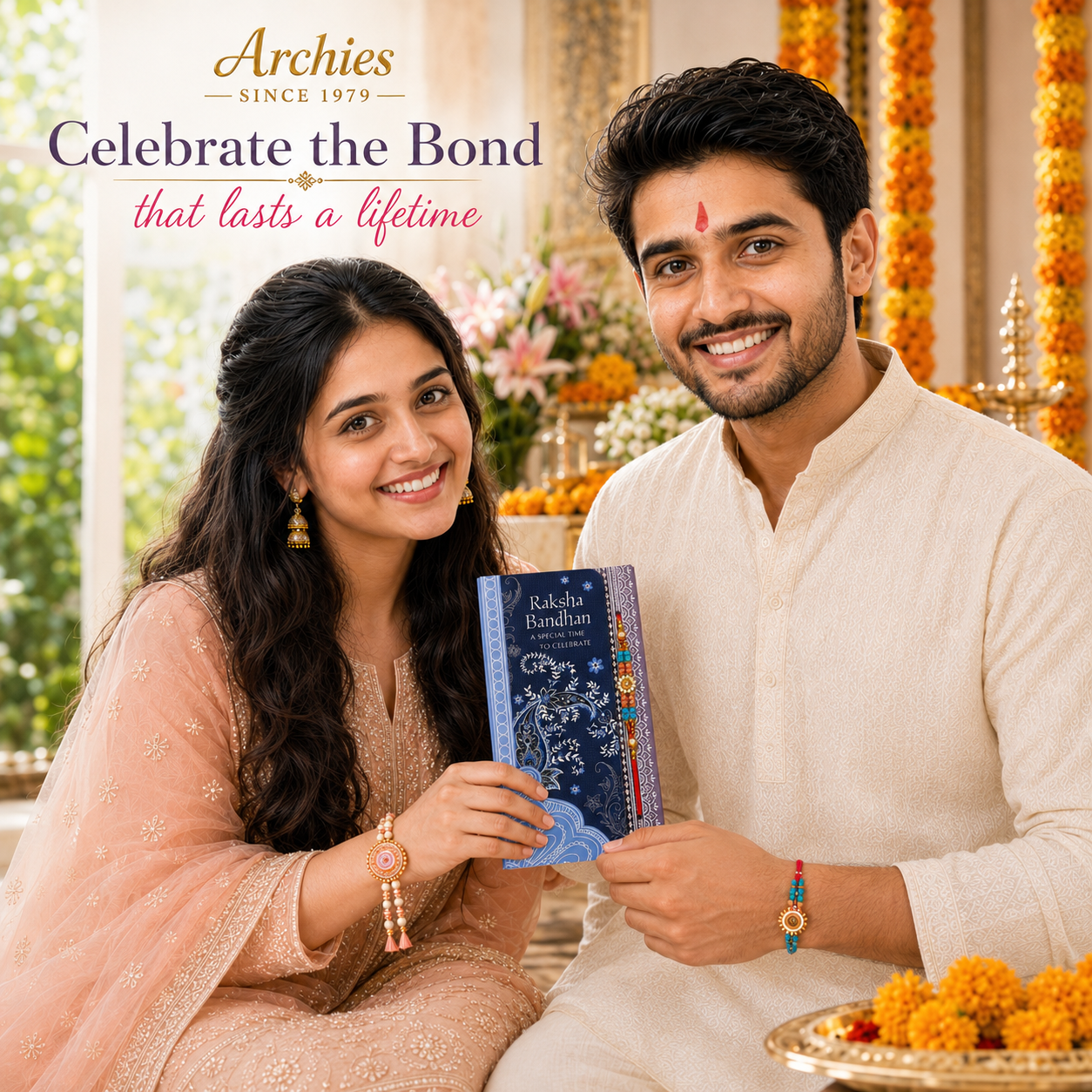ARCHIES Greeting Card with 1 Fridge Magnet for Brother - Special Archies Card for Bhaiya, Bhai, Bro | Rakhi for Brother Gift Card | Raksha Bandhan Gift Set | Festival Gift Set 870949