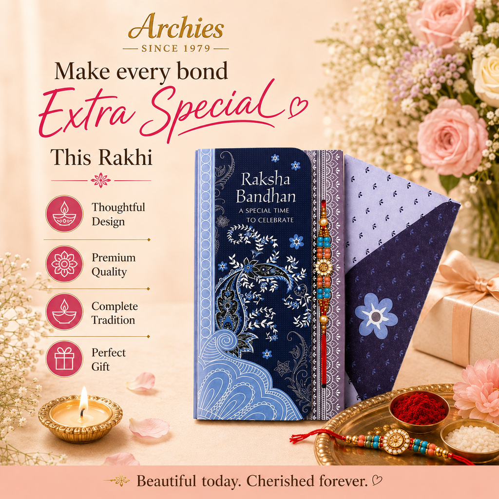 ARCHIES Greeting Card with 1 Fridge Magnet for Brother - Special Archies Card for Bhaiya, Bhai, Bro | Rakhi for Brother Gift Card | Raksha Bandhan Gift Set | Festival Gift Set 870949