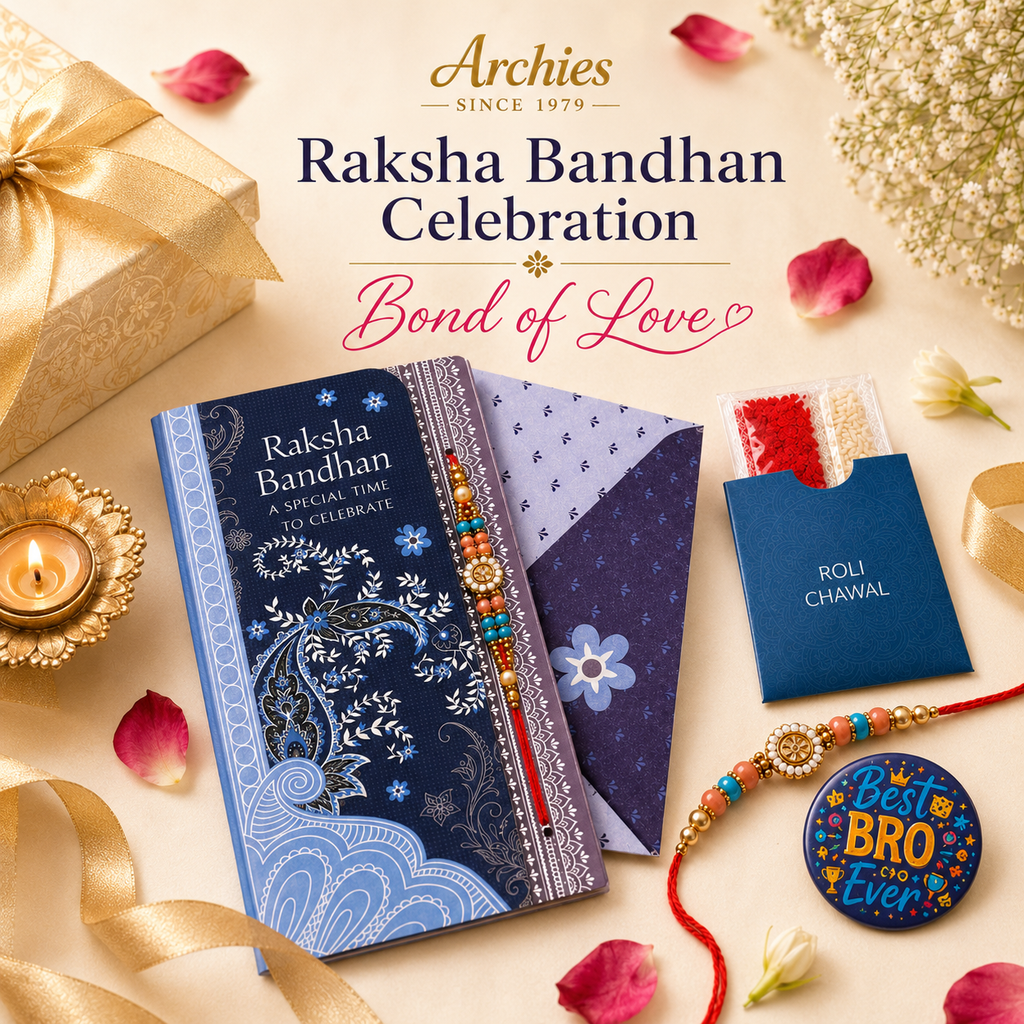 ARCHIES Greeting Card with 1 Fridge Magnet for Brother - Special Archies Card for Bhaiya, Bhai, Bro | Rakhi for Brother Gift Card | Raksha Bandhan Gift Set | Festival Gift Set 870949