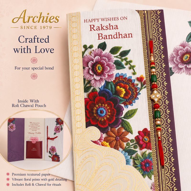 ARCHIES Greeting Card with 1 Fridge Magnet for Brother - Special Archies Card for Bhaiya, Bhai, Bro | Rakhi for Brother Gift Card | Raksha Bandhan Gift Set | Festival Gift Set 870956