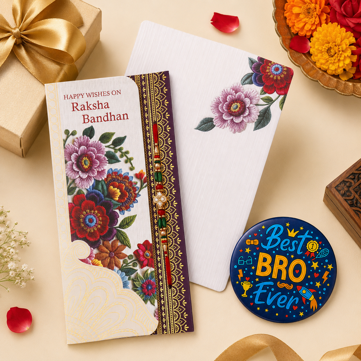 ARCHIES Greeting Card with 1 Fridge Magnet for Brother - Special Archies Card for Bhaiya, Bhai, Bro | Rakhi for Brother Gift Card | Raksha Bandhan Gift Set | Festival Gift Set 870956