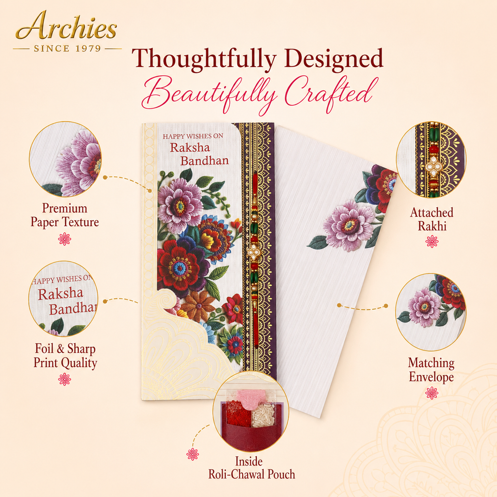 ARCHIES Greeting Card with 1 Fridge Magnet for Brother - Special Archies Card for Bhaiya, Bhai, Bro | Rakhi for Brother Gift Card | Raksha Bandhan Gift Set | Festival Gift Set 870956