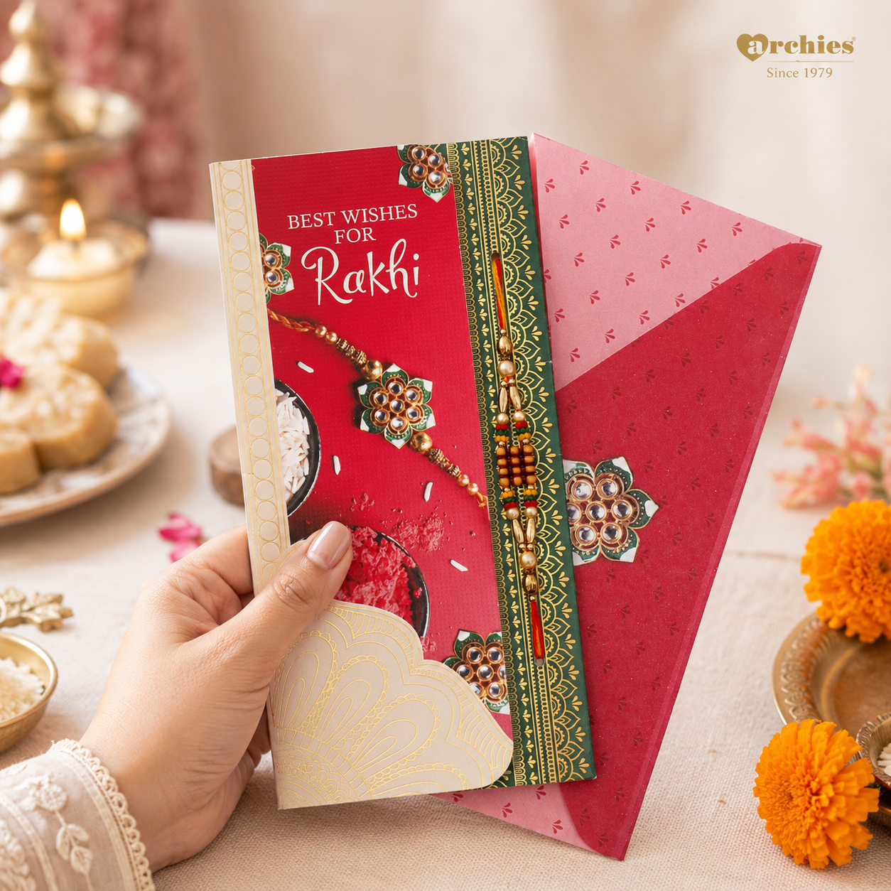 ARCHIES Greeting Card with 1 Fridge Magnet for Brother - Special Archies Card for Bhaiya, Bhai, Bro | Rakhi for Brother Gift Card | Raksha Bandhan Gift Set | Festival Gift Set 870970