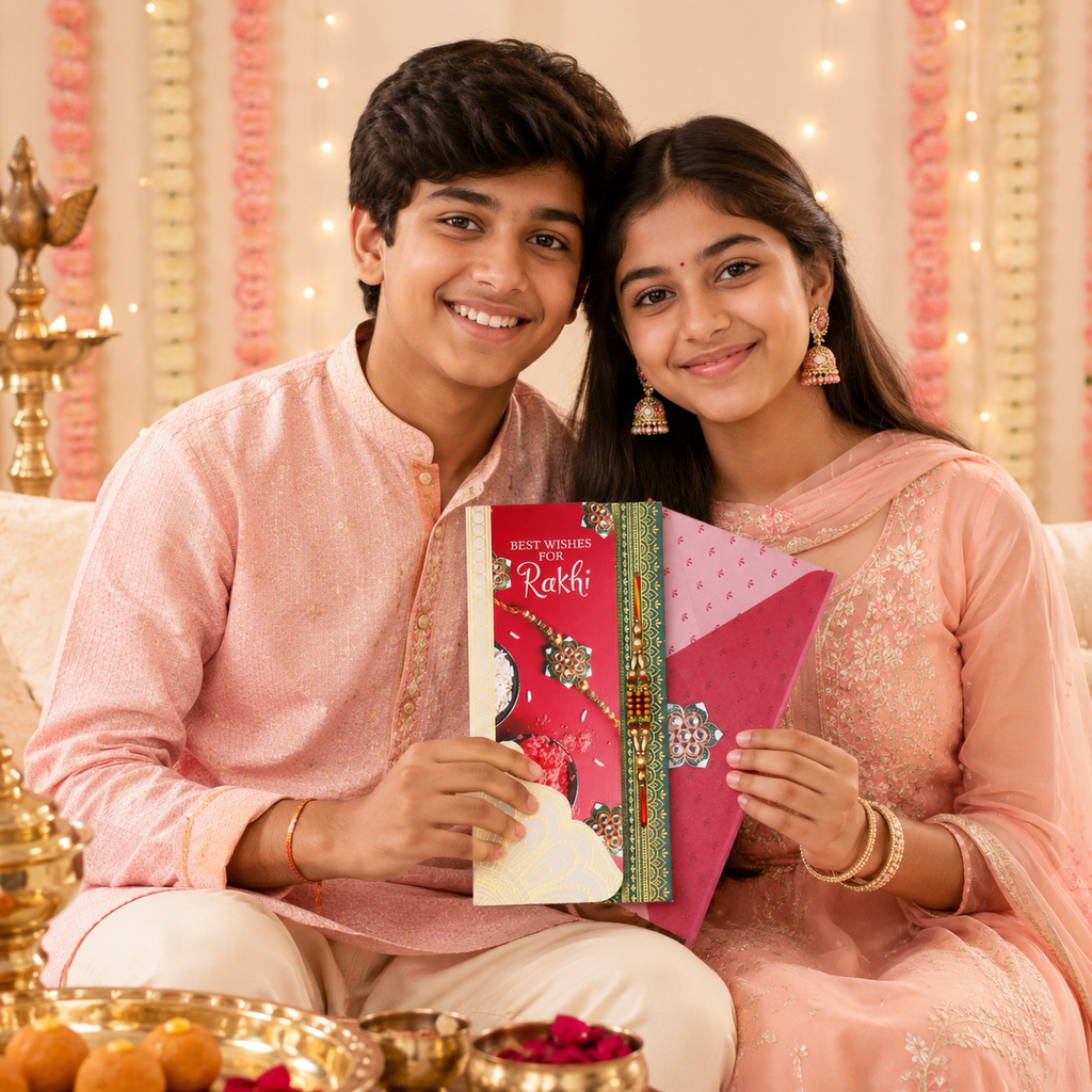 ARCHIES Greeting Card with 1 Fridge Magnet for Brother - Special Archies Card for Bhaiya, Bhai, Bro | Rakhi for Brother Gift Card | Raksha Bandhan Gift Set | Festival Gift Set 870970