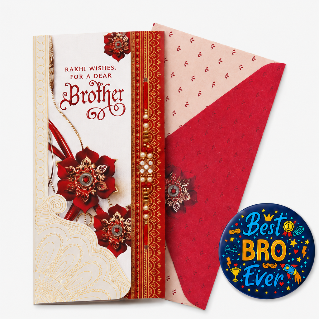 ARCHIES Greeting Card with 1 Fridge Magnet for Brother - Special Archies Card for Bhaiya, Bhai, Bro | Rakhi for Brother Gift Card | Raksha Bandhan Gift Set | Festival Gift Set 870987