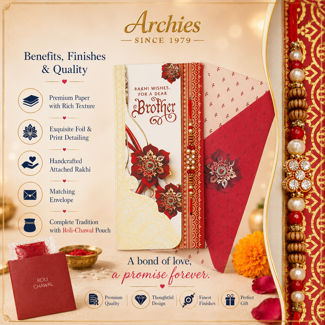 ARCHIES Greeting Card with 1 Fridge Magnet for Brother - Special Archies Card for Bhaiya, Bhai, Bro | Rakhi for Brother Gift Card | Raksha Bandhan Gift Set | Festival Gift Set 870987