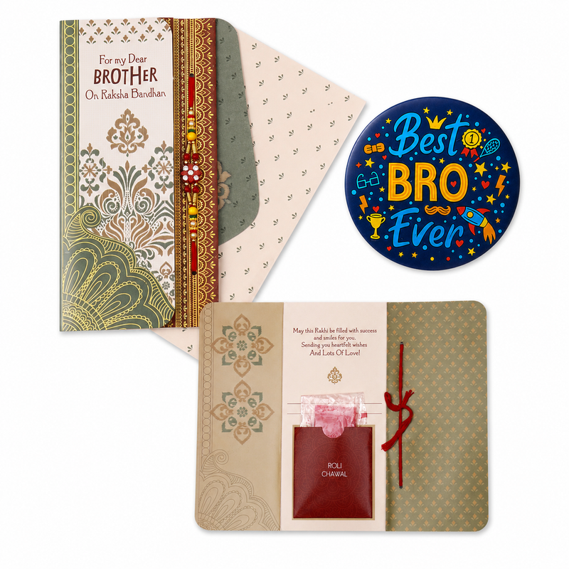 ARCHIES Greeting Card with 1 Fridge Magnet for Brother - Special Archies Card for Bhaiya, Bhai, Bro | Rakhi for Brother Gift Card | Raksha Bandhan Gift Set | Festival Gift Set 870994