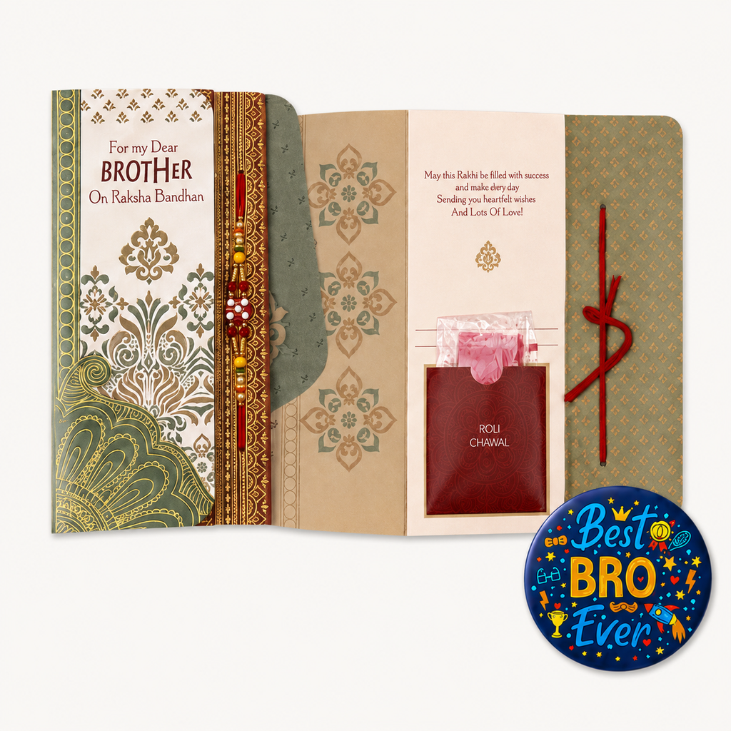 ARCHIES Greeting Card with 1 Fridge Magnet for Brother - Special Archies Card for Bhaiya, Bhai, Bro | Rakhi for Brother Gift Card | Raksha Bandhan Gift Set | Festival Gift Set 870994