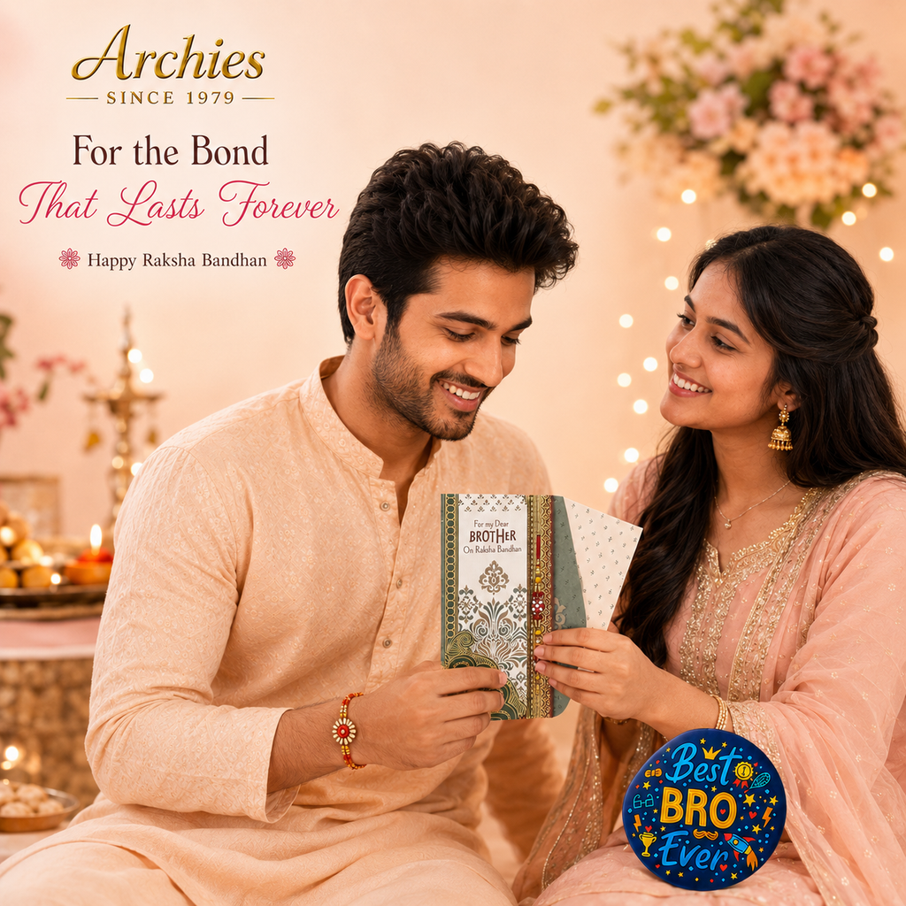ARCHIES Greeting Card with 1 Fridge Magnet for Brother - Special Archies Card for Bhaiya, Bhai, Bro | Rakhi for Brother Gift Card | Raksha Bandhan Gift Set | Festival Gift Set 870994