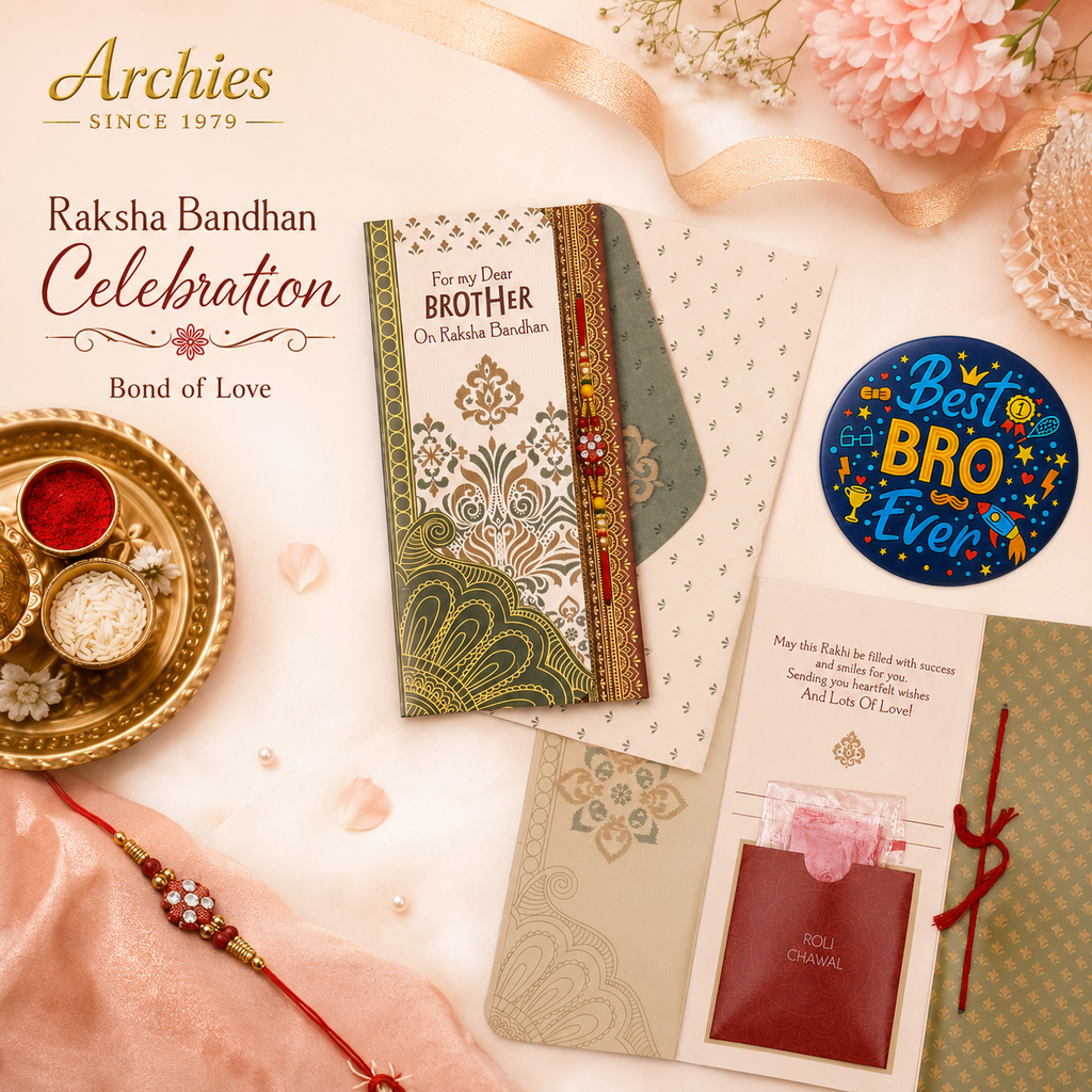 ARCHIES Greeting Card with 1 Fridge Magnet for Brother - Special Archies Card for Bhaiya, Bhai, Bro | Rakhi for Brother Gift Card | Raksha Bandhan Gift Set | Festival Gift Set 870994