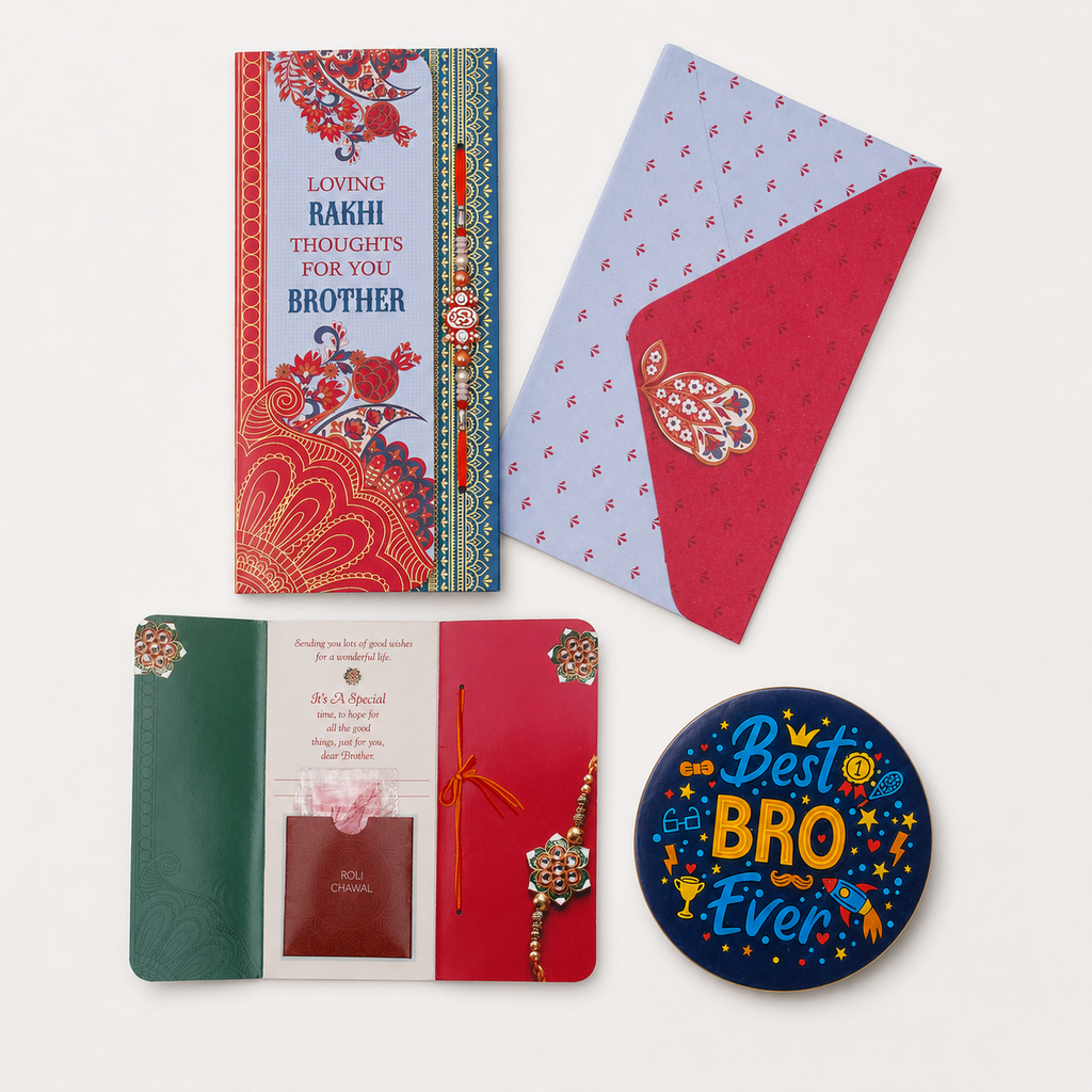 ARCHIES Greeting Card with 1 Fridge Magnet for Brother - Special Archies Card for Bhaiya, Bhai, Bro | Rakhi for Brother Gift Card | Raksha Bandhan Gift Set | Festival Gift Set 871007