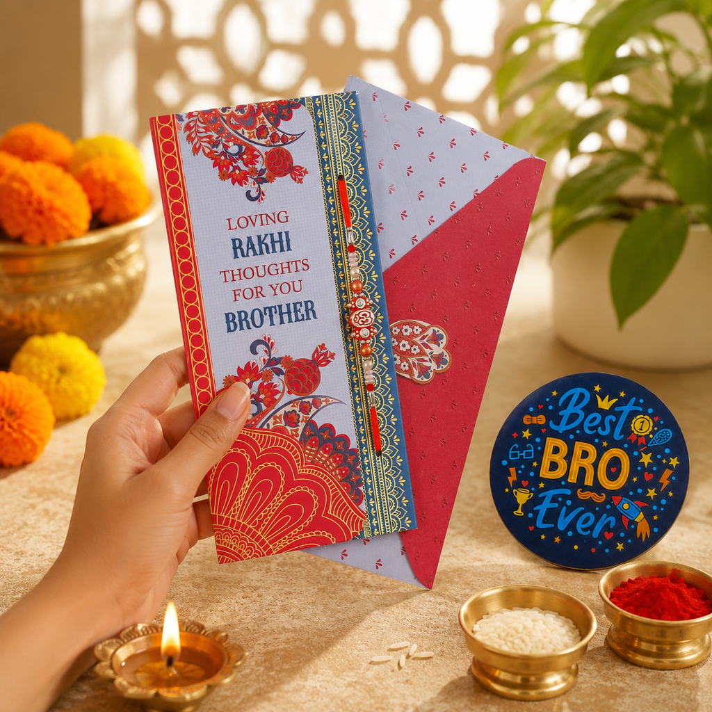 ARCHIES Greeting Card with 1 Fridge Magnet for Brother - Special Archies Card for Bhaiya, Bhai, Bro | Rakhi for Brother Gift Card | Raksha Bandhan Gift Set | Festival Gift Set 871007