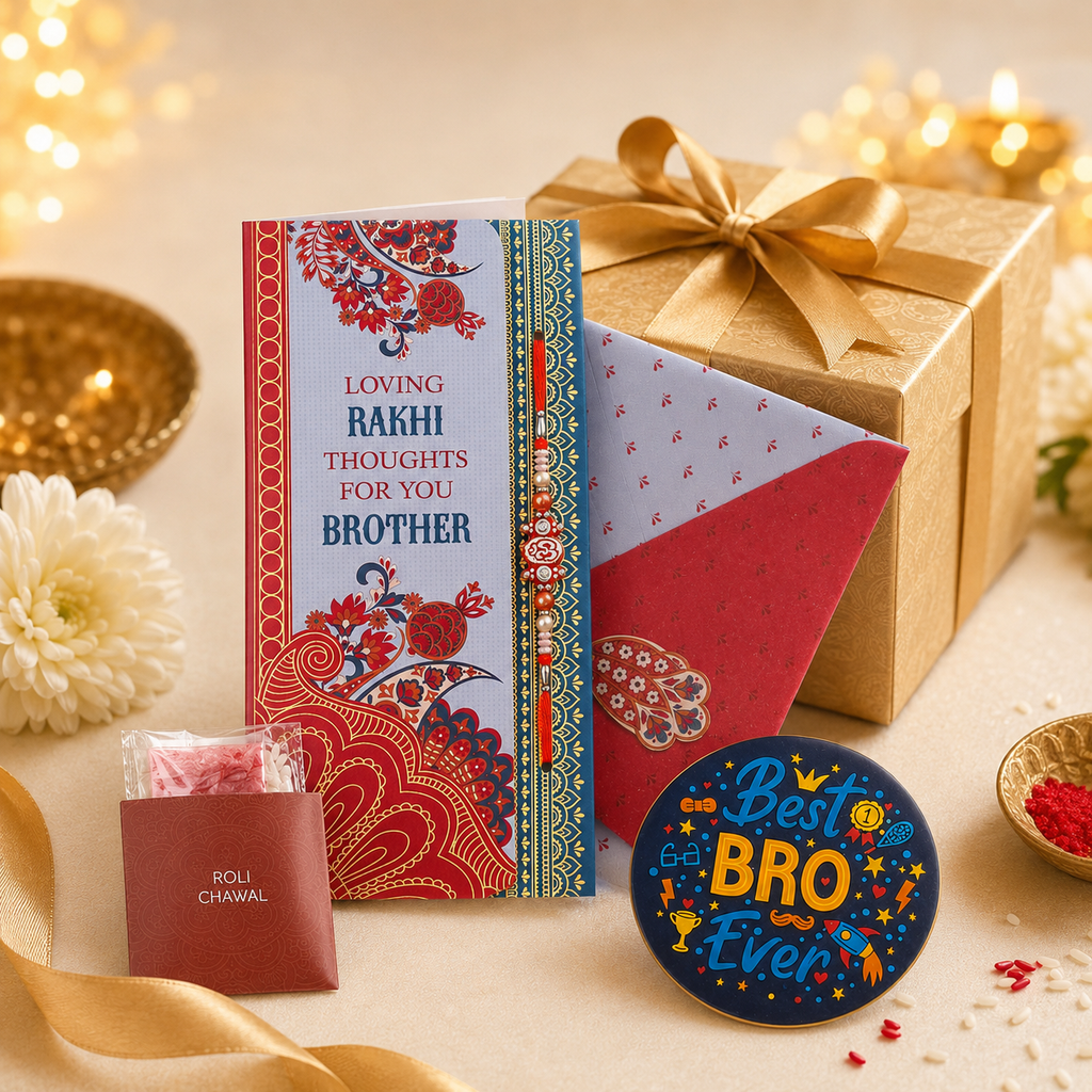 ARCHIES Greeting Card with 1 Fridge Magnet for Brother - Special Archies Card for Bhaiya, Bhai, Bro | Rakhi for Brother Gift Card | Raksha Bandhan Gift Set | Festival Gift Set 871007