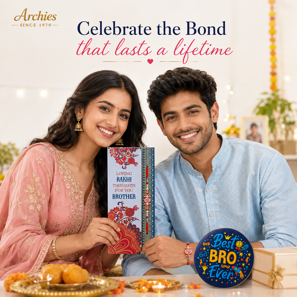 ARCHIES Greeting Card with 1 Fridge Magnet for Brother - Special Archies Card for Bhaiya, Bhai, Bro | Rakhi for Brother Gift Card | Raksha Bandhan Gift Set | Festival Gift Set 871007