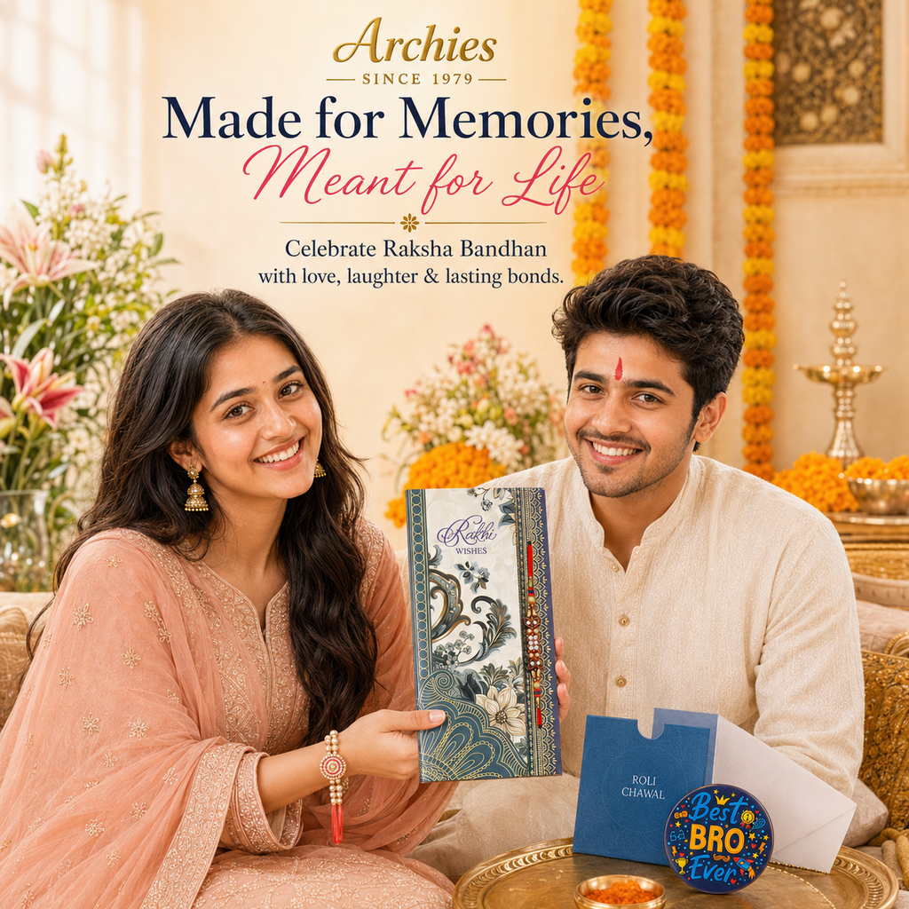 ARCHIES Greeting Card with 1 Fridge Magnet for Brother - Special Archies Card for Bhaiya, Bhai, Bro | Rakhi for Brother Gift Card | Raksha Bandhan Gift Set | Festival Gift Set 871014