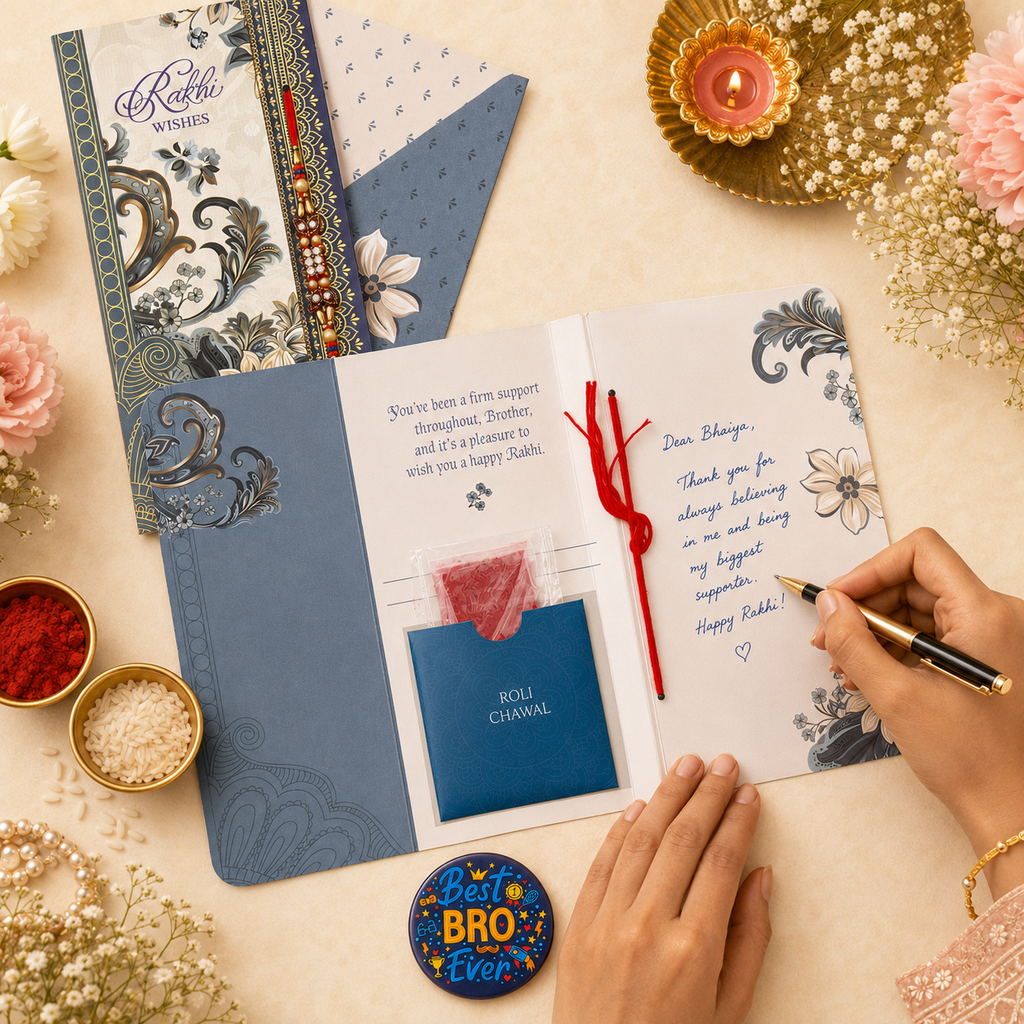 ARCHIES Greeting Card with 1 Fridge Magnet for Brother - Special Archies Card for Bhaiya, Bhai, Bro | Rakhi for Brother Gift Card | Raksha Bandhan Gift Set | Festival Gift Set 871014