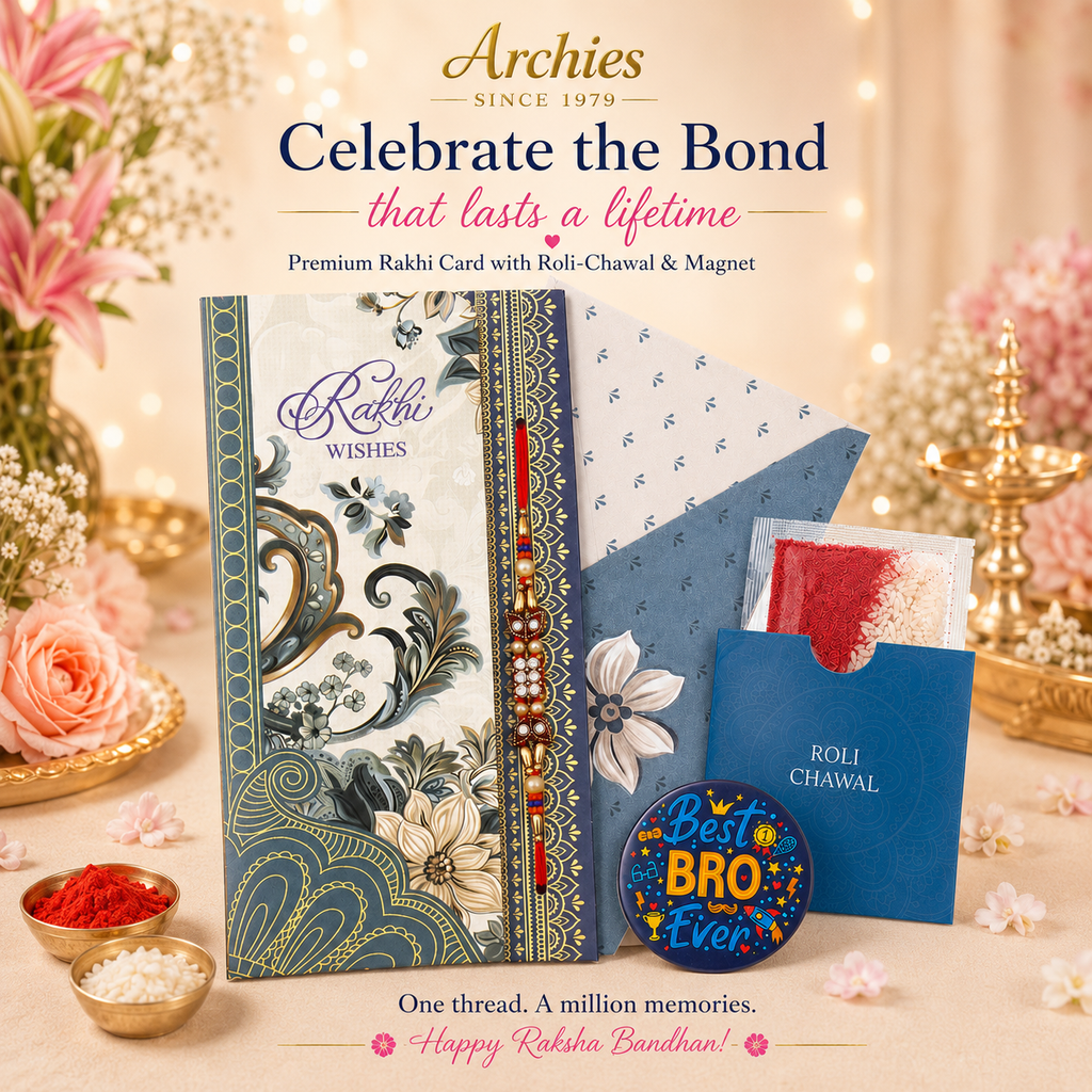 ARCHIES Greeting Card with 1 Fridge Magnet for Brother - Special Archies Card for Bhaiya, Bhai, Bro | Rakhi for Brother Gift Card | Raksha Bandhan Gift Set | Festival Gift Set 871014