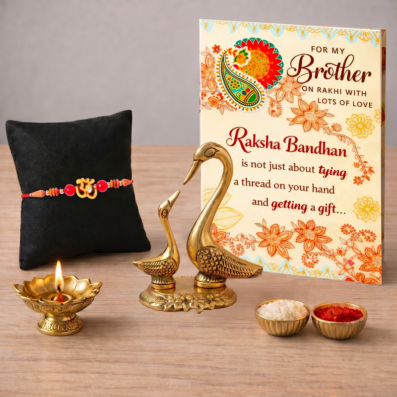 Archies Memorable Rakhi Set for Brother with Special Archies Greeting Card + Siblings Bird Showpiece - Rakhi Hamper for Brother, Bro, Bhaiya, Bhai | Rakhi Gift for Brother