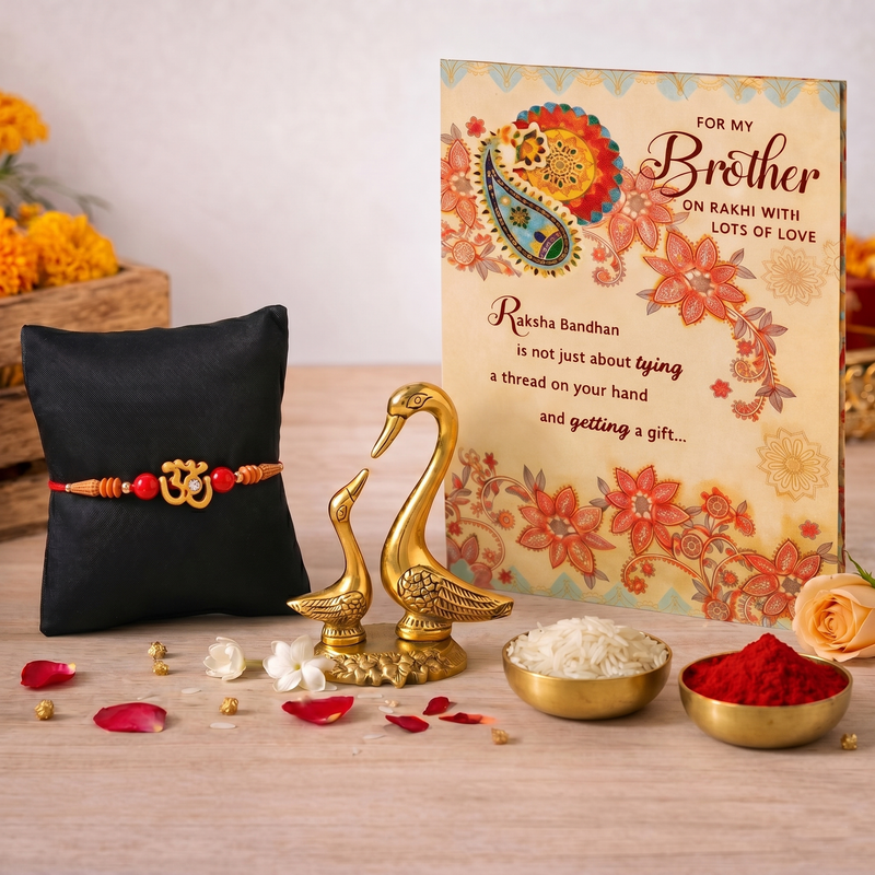 Archies Memorable Rakhi Set for Brother with Special Archies Greeting Card + Siblings Bird Showpiece - Rakhi Hamper for Brother, Bro, Bhaiya, Bhai | Rakhi Gift for Brother