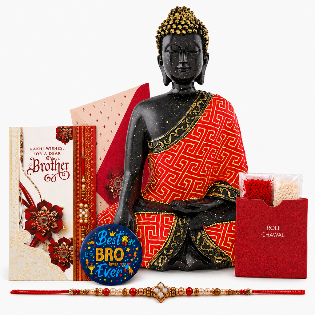ZENJI Robe Detail Buddha Statue for Home Decor, Extra Large Decorative Showpiece for Living Room, Office Desk, Meditation Corner, Entryway Console, Shelf Display, Housewarming, Diwali, Pack of 1