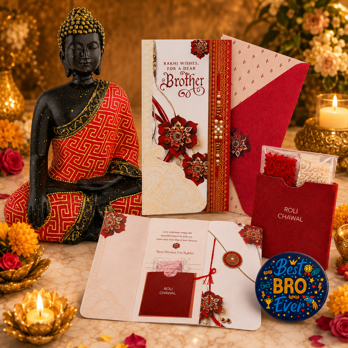 ZENJI Robe Detail Buddha Statue for Home Decor, Extra Large Decorative Showpiece for Living Room, Office Desk, Meditation Corner, Entryway Console, Shelf Display, Housewarming, Diwali, Pack of 1