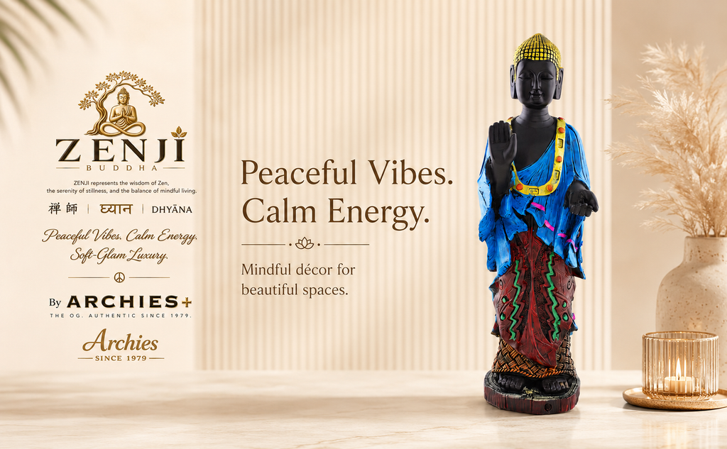 ZENJI Meditating Buddha Statue for Home Decor, Large Decorative Showpiece for Living Room, Office Desk, Meditation Corner, Entryway Console, Shelf Display, Housewarming, Diwali, Pack of 1