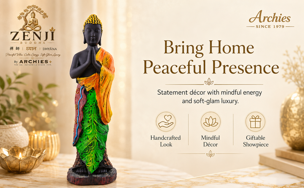 ZENJI Meditating Buddha Statue for Home Decor, Large Decorative Showpiece for Living Room, Office Desk, Meditation Corner, Entryway Console, Shelf Display, Housewarming, Diwali, Pack of 1