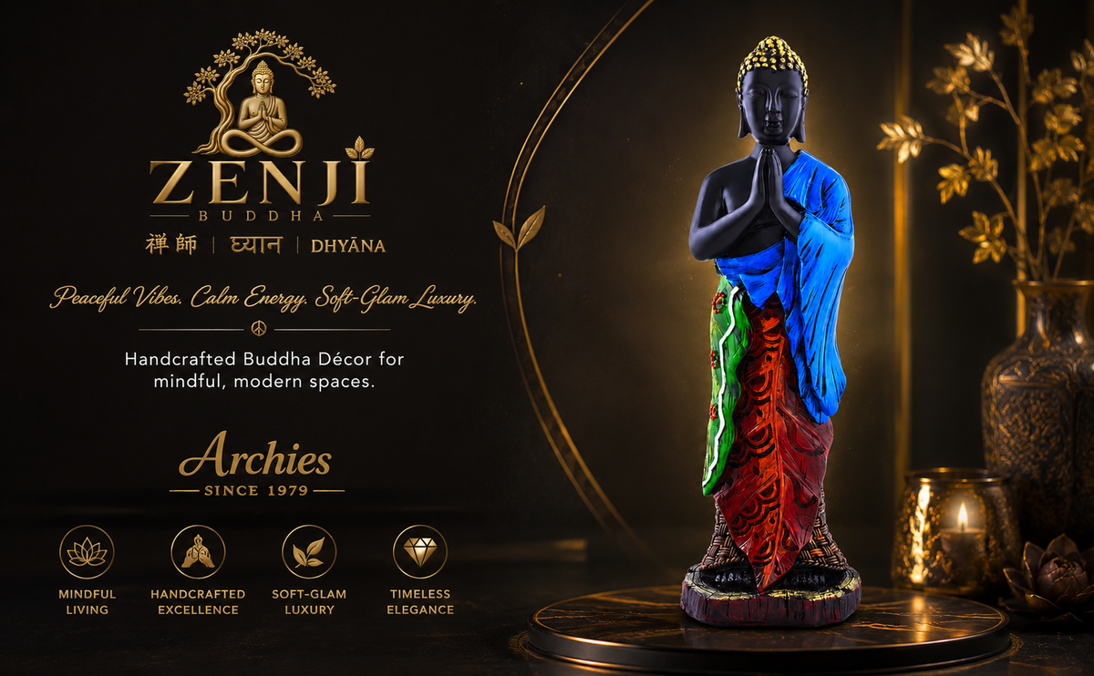 ZENJI Meditating Buddha Statue for Home Decor, Large Decorative Showpiece for Living Room, Office Desk, Meditation Corner, Entryway Console, Shelf Display, Housewarming, Diwali, Pack of 1
