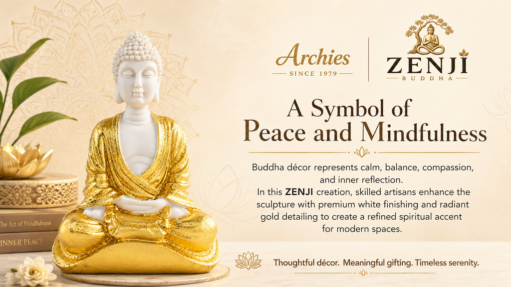 ZENJI Meditating Buddha Statue for Home Decor, Large Decorative Showpiece for Living Room, Office Desk, Meditation Corner, Entryway Console, Shelf Display, Housewarming, Diwali, Pack of 1