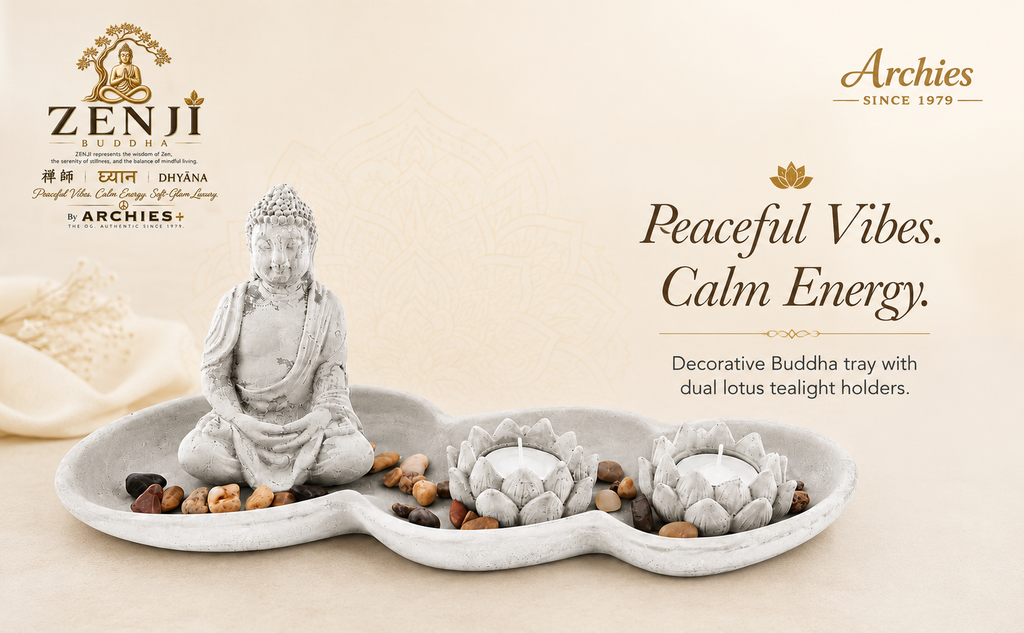 ZENJI Classic Buddha Statue for Home Decor, Large Decorative Showpiece for Living Room, Office Desk, Meditation Corner, Entryway Console, Shelf Display, Housewarming, Diwali, Bedroom Shelf, Pack of 1