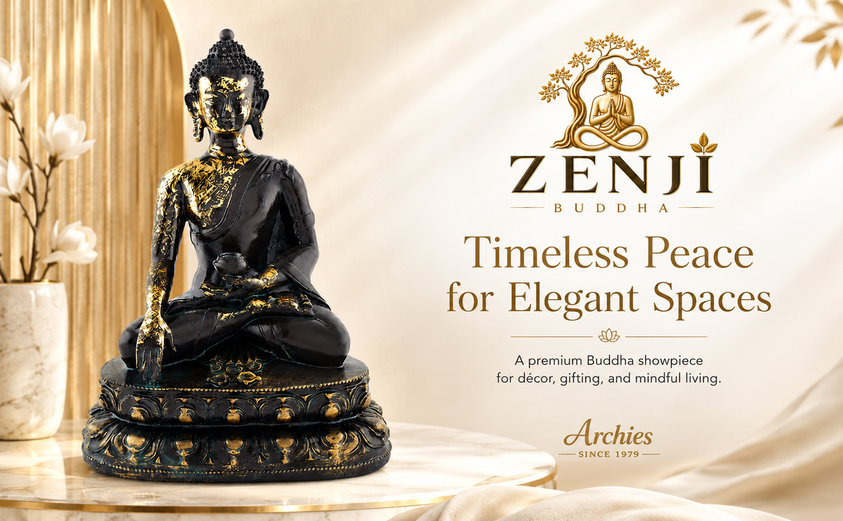 ZENJI Meditating Buddha Statue for Home Decor, Large Decorative Showpiece for Living Room, Office Desk, Meditation Corner, Entryway Console, Shelf Display, Housewarming, Diwali, Pack of 1