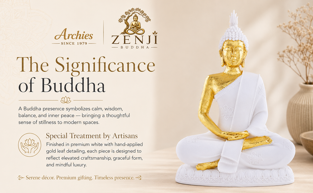 ZENJI Meditating Buddha Statue for Home Decor, Large Decorative Showpiece for Living Room, Office Desk, Meditation Corner, Entryway Console, Shelf Display, Housewarming, Diwali, Pack of 1