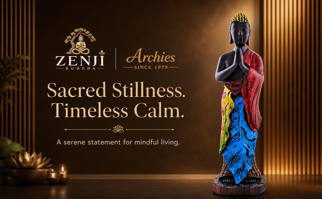 ZENJI Meditating Buddha Statue for Home Decor, Large Decorative Showpiece for Living Room, Office Desk, Meditation Corner, Entryway Console, Shelf Display, Housewarming, Diwali, Pack of 1