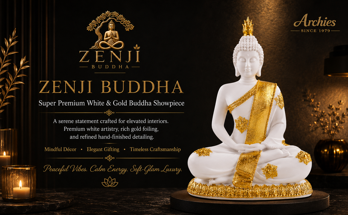 ZENJI Meditating Buddha Statue for Home Decor, Large Decorative Showpiece for Living Room, Office Desk, Meditation Corner, Entryway Console, Shelf Display, Housewarming, Diwali, Pack of 1