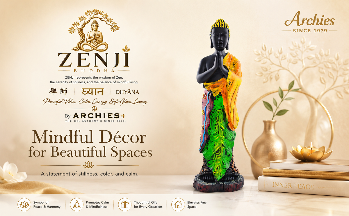 ZENJI Meditating Buddha Statue for Home Decor, Large Decorative Showpiece for Living Room, Office Desk, Meditation Corner, Entryway Console, Shelf Display, Housewarming, Diwali, Pack of 1