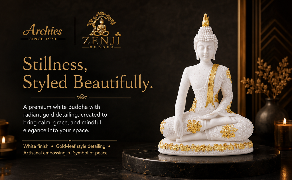 ZENJI Meditating Buddha Statue for Home Decor, Large Decorative Showpiece for Living Room, Office Desk, Meditation Corner, Entryway Console, Shelf Display, Housewarming, Diwali, Pack of 1