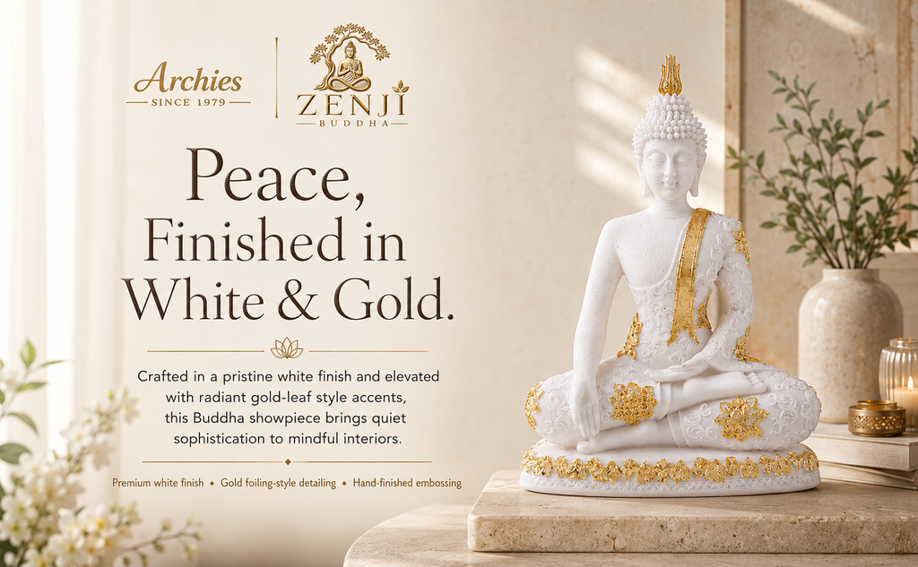 ZENJI Meditating Buddha Statue for Home Decor, Large Decorative Showpiece for Living Room, Office Desk, Meditation Corner, Entryway Console, Shelf Display, Housewarming, Diwali, Pack of 1