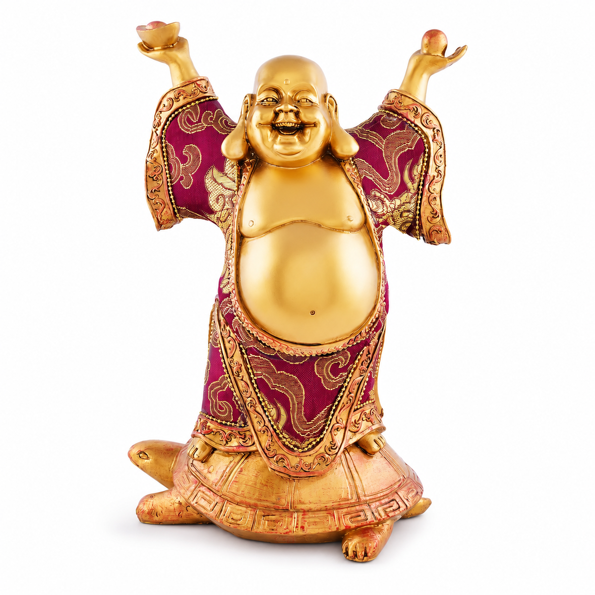 ZENJI Robe Detail Buddha Statue for Home Decor, Large Decorative Showpiece for Living Room, Office Desk, Meditation Corner, Entryway Console, Shelf Display, Housewarming, Diwali, Pack of 1