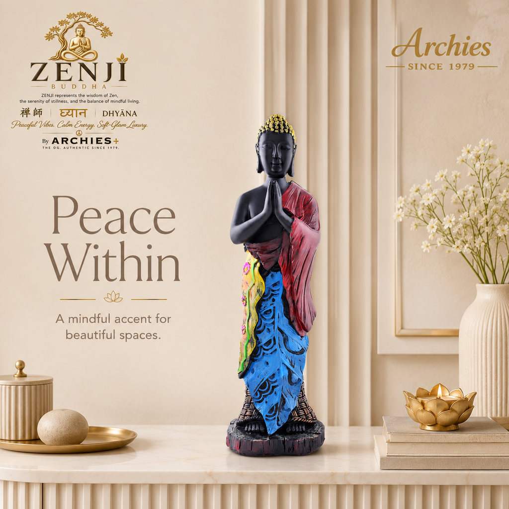ZENJI Meditating Buddha Statue for Home Decor, Large Decorative Showpiece for Living Room, Office Desk, Meditation Corner, Entryway Console, Shelf Display, Housewarming, Diwali, Pack of 1