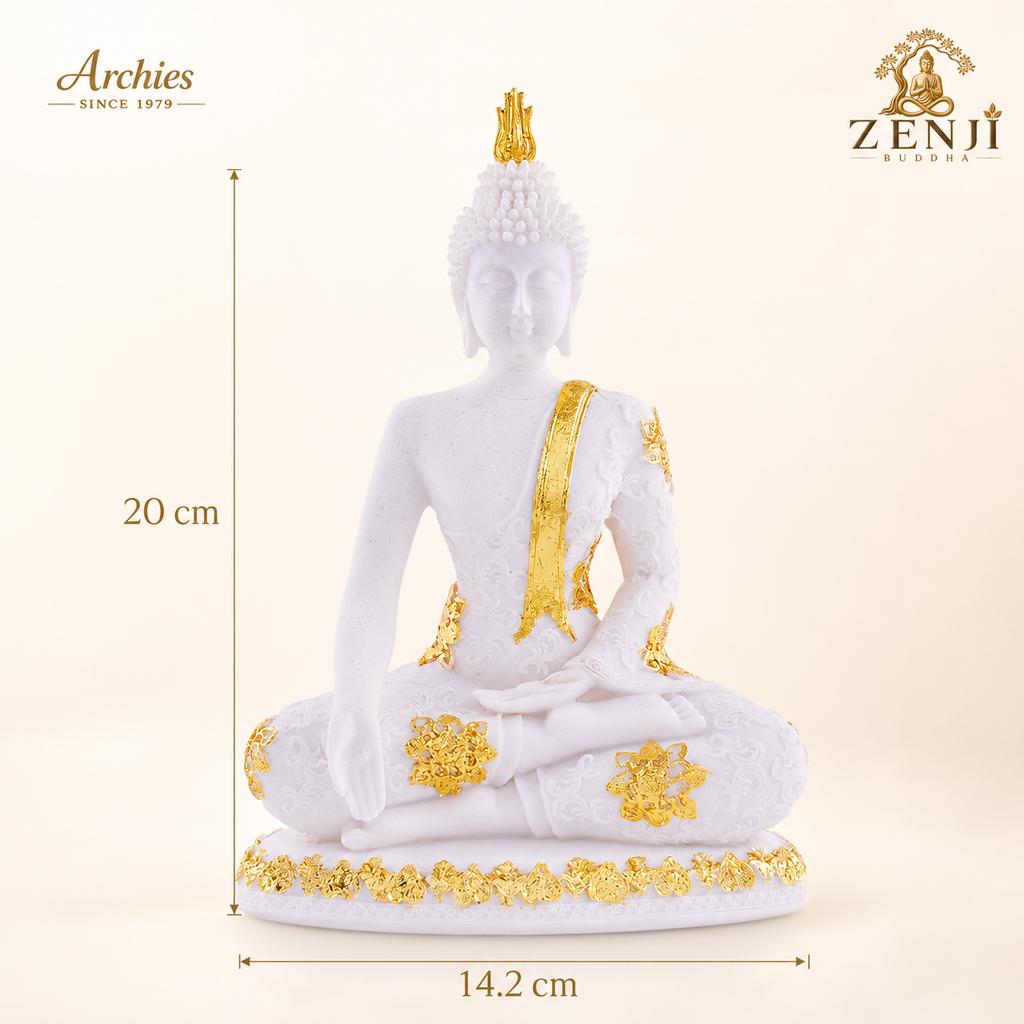 ZENJI Meditating Buddha Statue for Home Decor, Large Decorative Showpiece for Living Room, Office Desk, Meditation Corner, Entryway Console, Shelf Display, Housewarming, Diwali, Pack of 1
