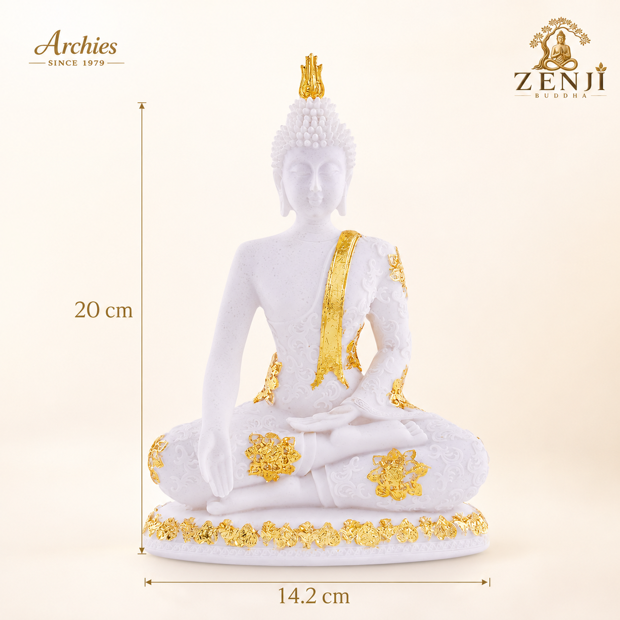 ZENJI Meditating Buddha Statue for Home Decor, Large Decorative Showpiece for Living Room, Office Desk, Meditation Corner, Entryway Console, Shelf Display, Housewarming, Diwali, Pack of 1