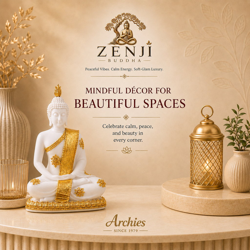 ZENJI Meditating Buddha Statue for Home Decor, Large Decorative Showpiece for Living Room, Office Desk, Meditation Corner, Entryway Console, Shelf Display, Housewarming, Diwali, Pack of 1