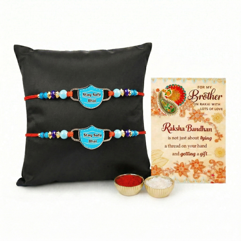 Archies 2 Caring Rakhi Set for Brother with Special Archies Greeting Card + Raksha Bandhan Sister Reminder Fridge Magnet - Rakhi Hamper for Brother, Bro, Bhaiya, Bhai | Rakhi Gift for Brother