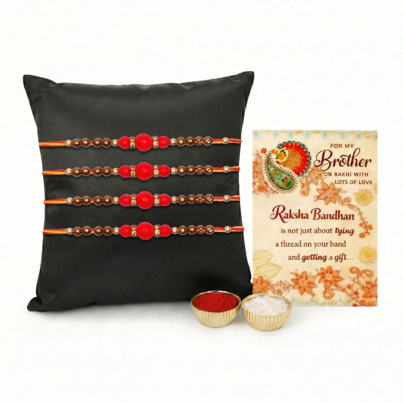Archies Pearl Rakhi Set for Brother with Special Archies Greeting Card + Raksha Bandhan Sister Reminder Fridge Magnet - Rakhi Hamper for Brother, Bro, Bhaiya, Bhai | Rakhi Gift for Brother